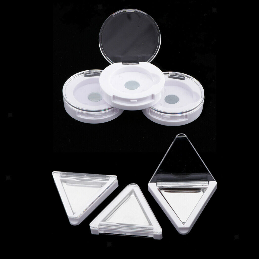 Triangle Round Magnetic Eyeshadow Case Potable DIY Blush Box Pallet White