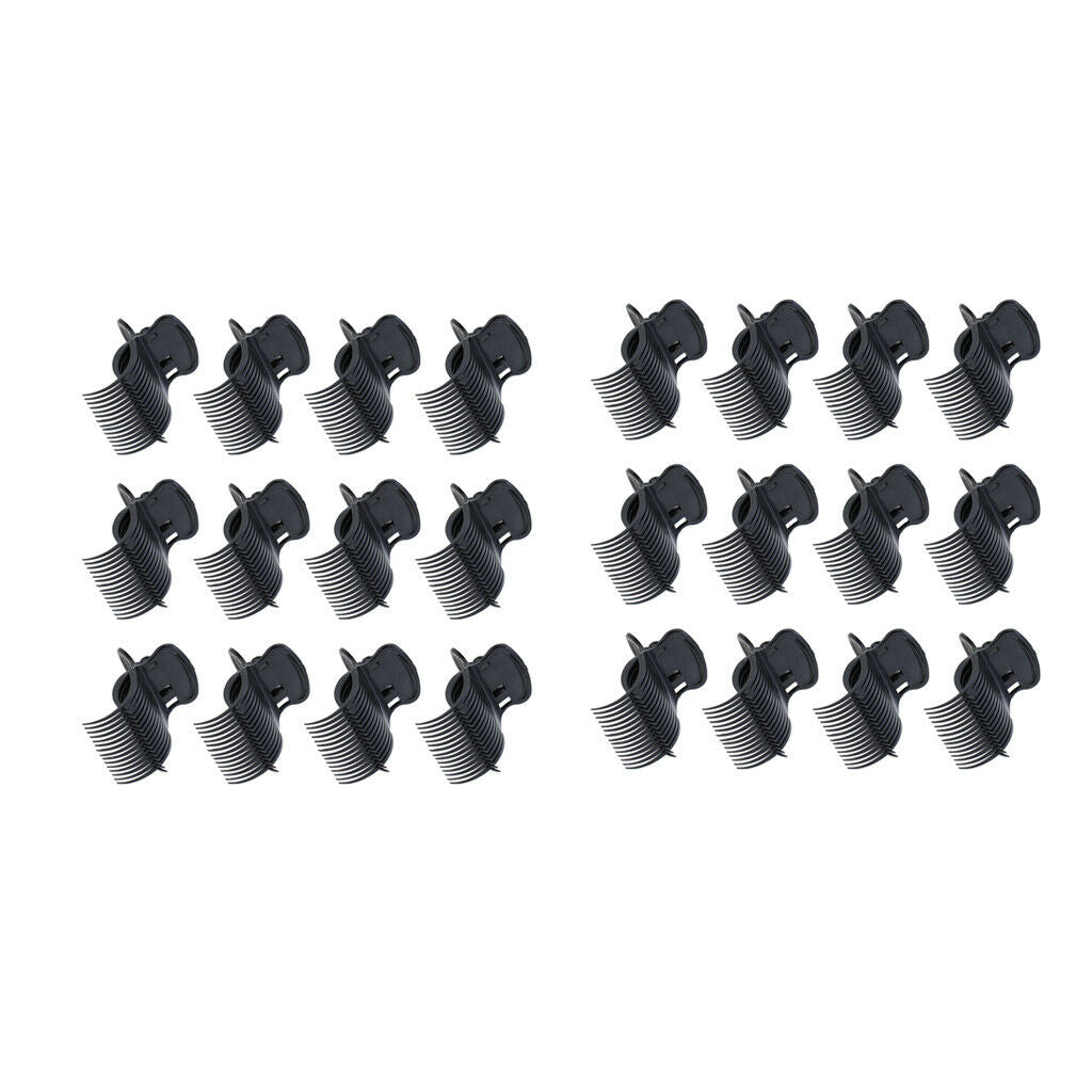 24x Durable Roller Clip Set Hair Replacement Grip Curler Clips Clamps Black