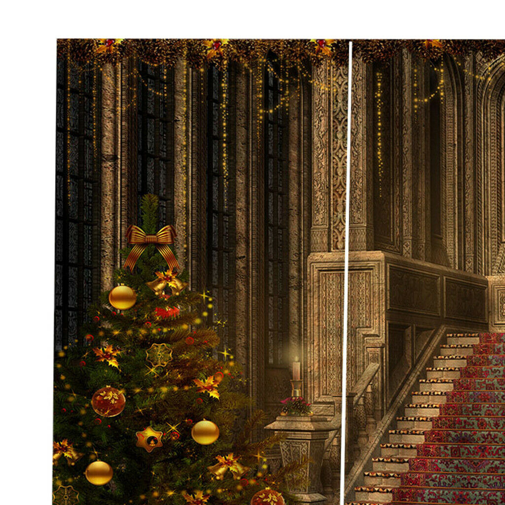 Christmas Castle Waterproof Living Room Bedroom Window Drapes 2 Panel Set