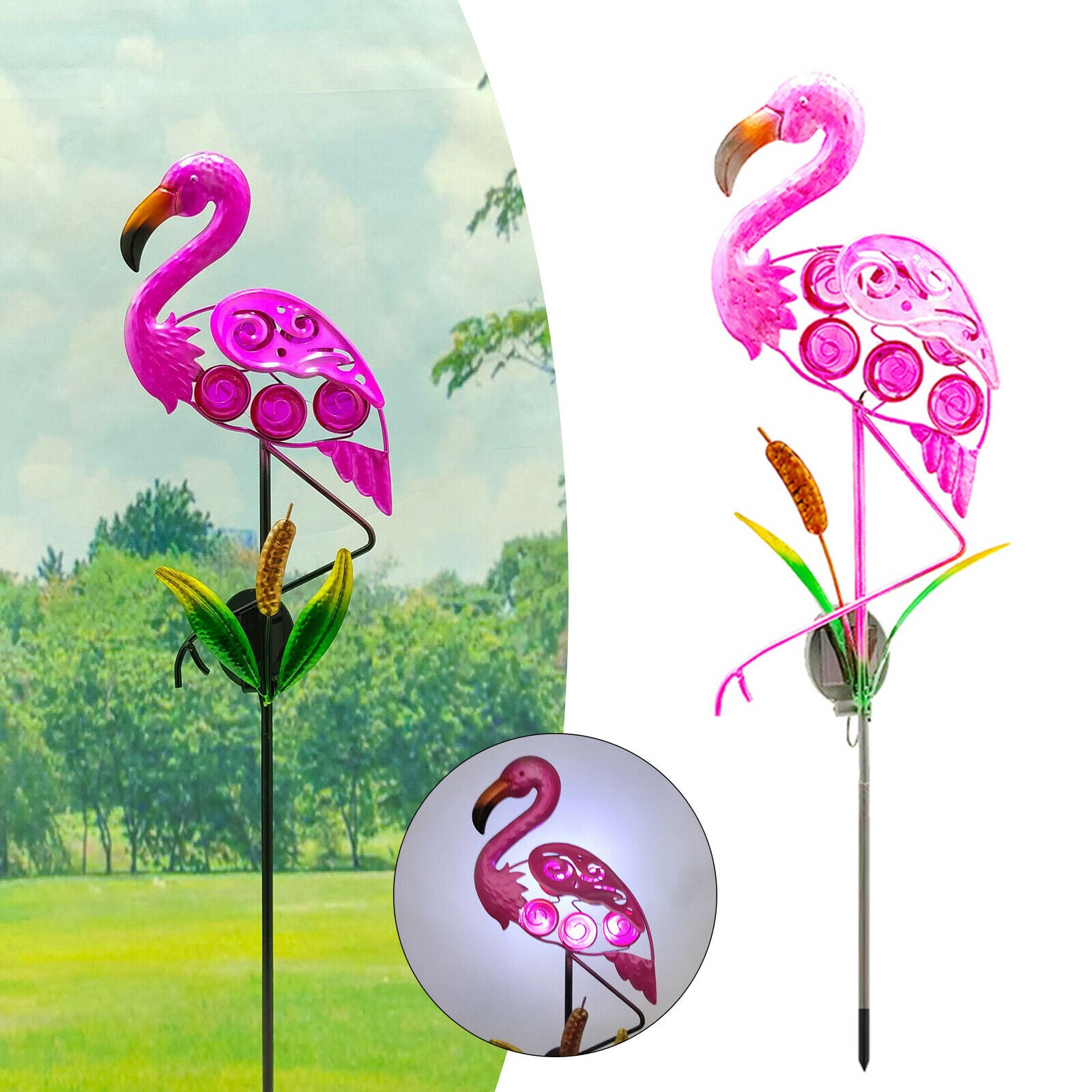 Solar Flamingo Lawn Lamps Light Waterproof Garden Stake Landscape Decor