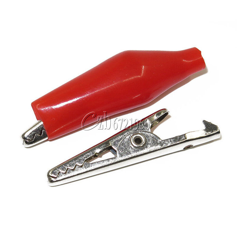 20pcs P2001 Black Red Soft Plastic Coated Testing Probe Aligator Clips Crocodile