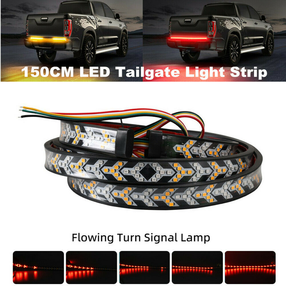 150CM LED Tailgate Light Strip Running Brake Truck Tailgate Light Bar Red/ Amber