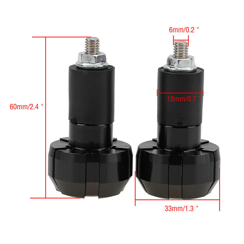 Handle Bar Ends Grips Plug Universal Fit 7/8" 22mm Hanlebar Motorcycle Black