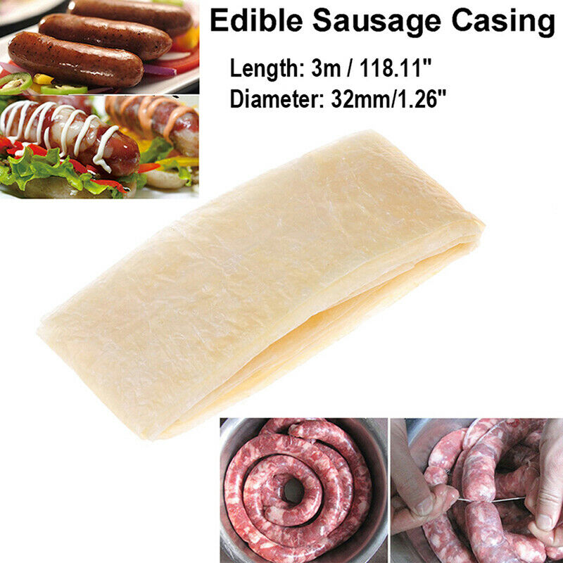 3mX32mm Edible Sausage Packaging Tools Sausage Tube Casing for Sausage Maker.DD