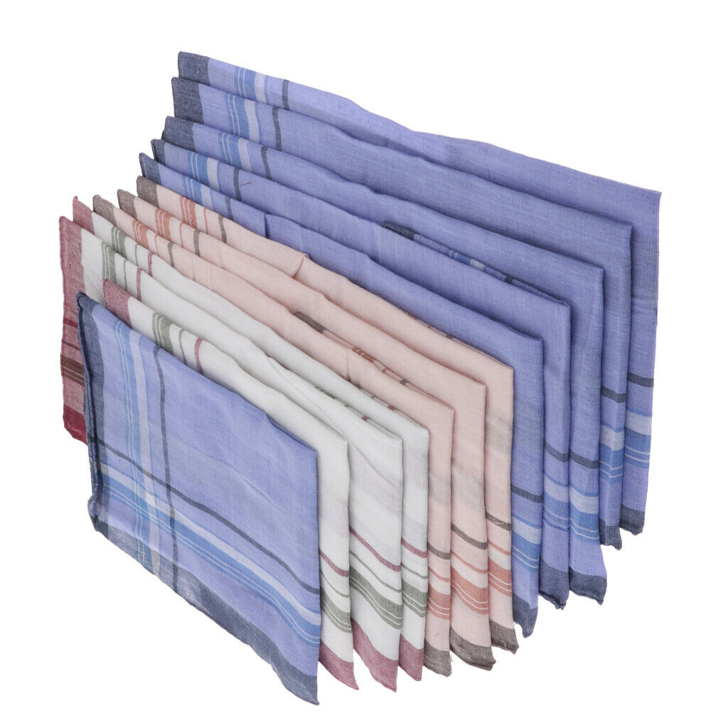12pcs Mixed Soft Handkerchiefs Classic Plaid Hankies Wedding Pocket Square
