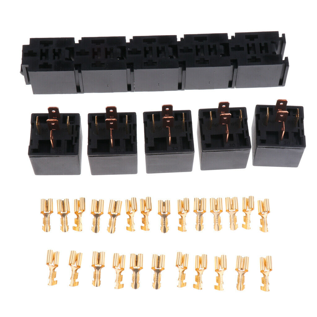 5pcs 80A 5Pin DPDT Relay Socket Holder Car Truck Automotive Electronic Parts