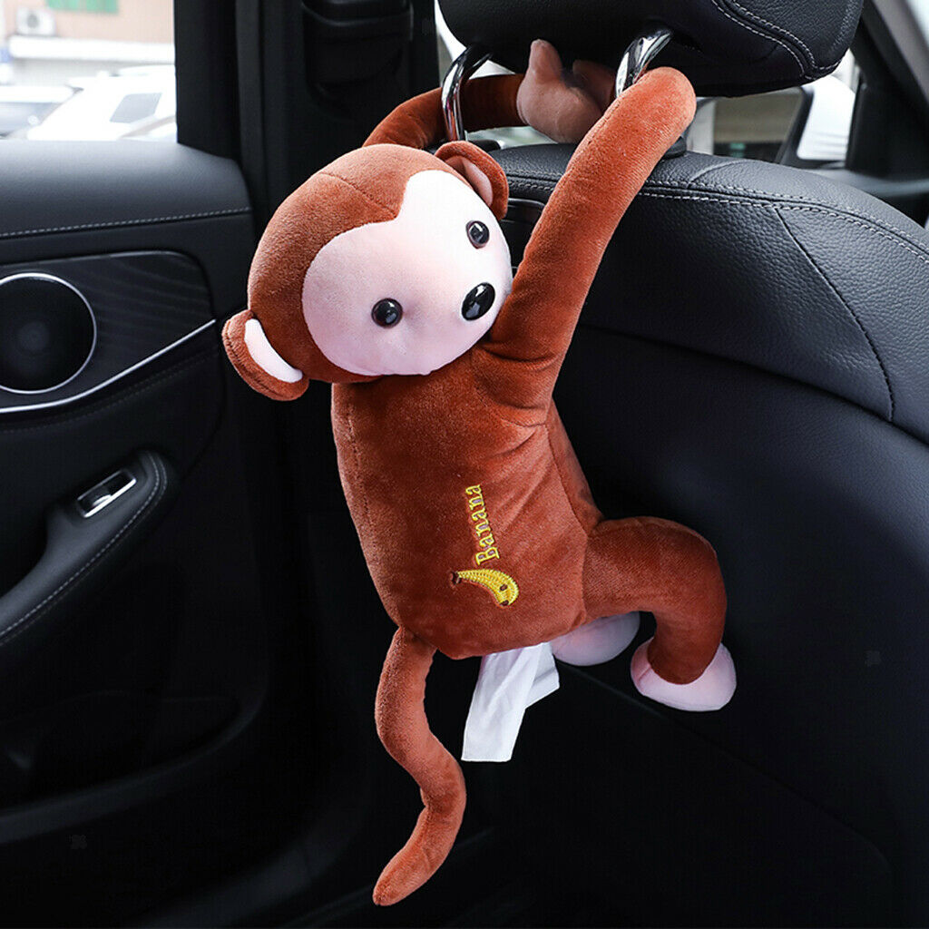 New Cute Monkey Tissue Kleenex Box Animal Cartoon Storage for Car Gift brown