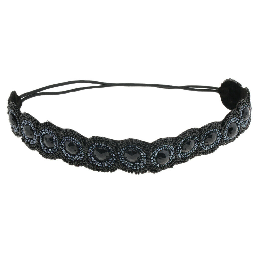 3 Pieces Rhinestone Beaded Headbands Women Handmade Elastic Hair Bands Hair