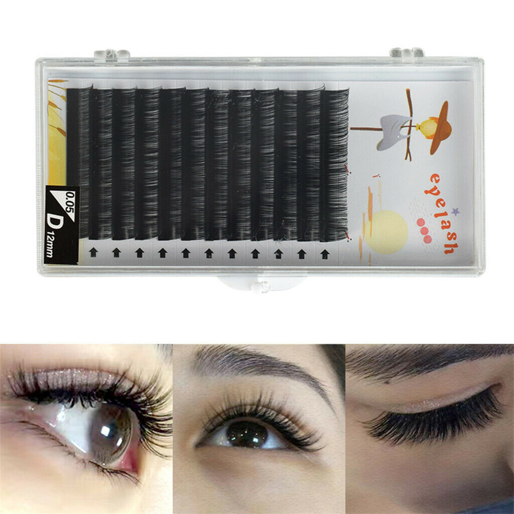 0.05 D 12mm Silk False Eyelash Cluster Tray Individual Eyelashes Extension