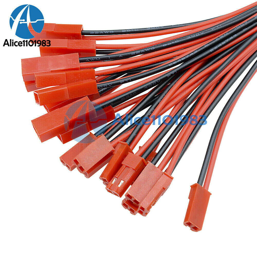 10Pairs 100mm JST Connector Plug Cable Line Male+Female for RC BEC Lipo Battery