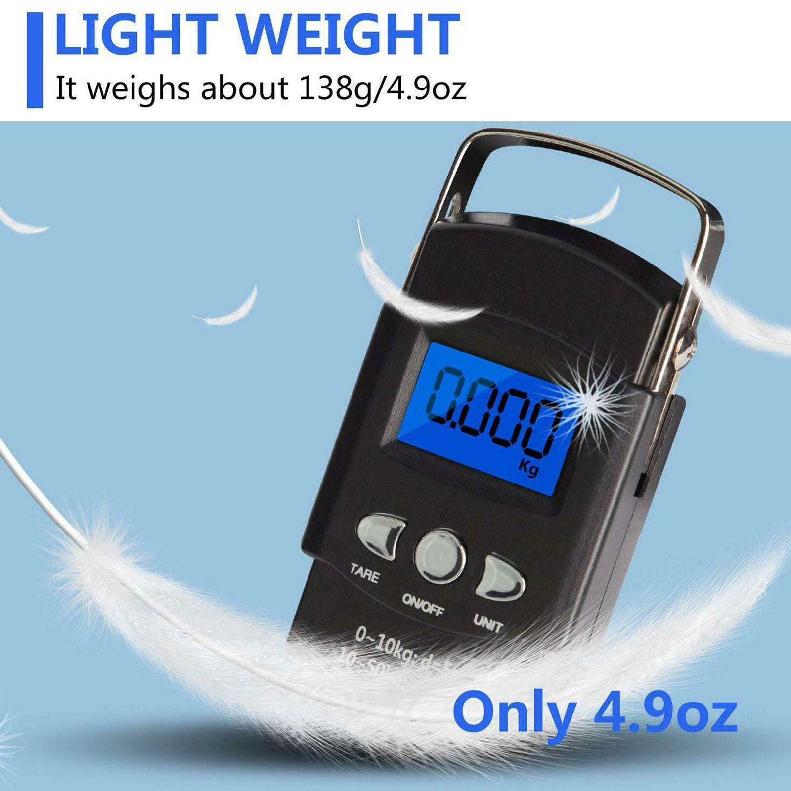 Portable Digital Fishing Scales 110lb/50kg Travel Luggage Scale w/ 1M Tape Ruler