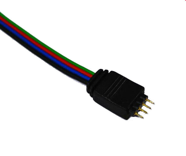 4X 4pin Connector Male Cable Wire SMD 5050 3528 RGB LED Light Strip Colorful