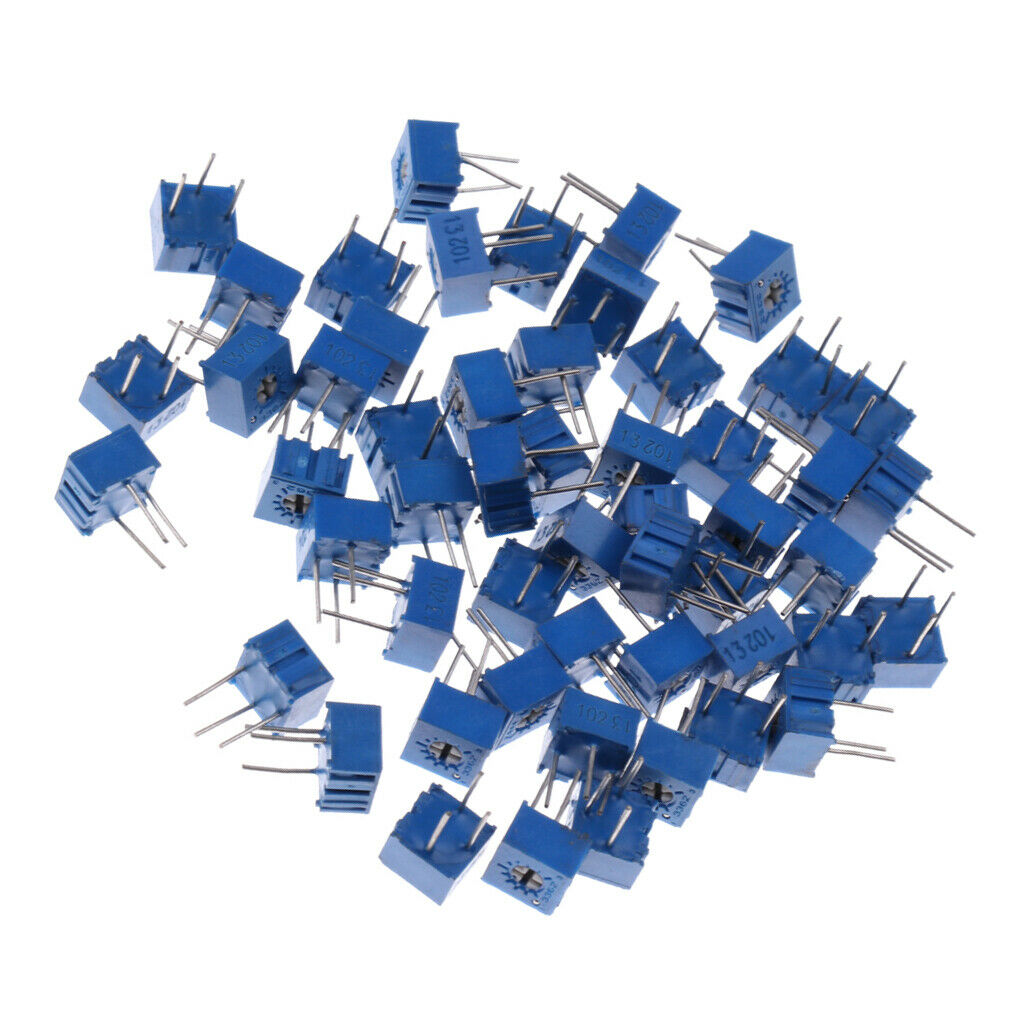 50 Pieces 1K Ohm Multi Turn Rotary Potentiometer Trim Precision Cutting Board