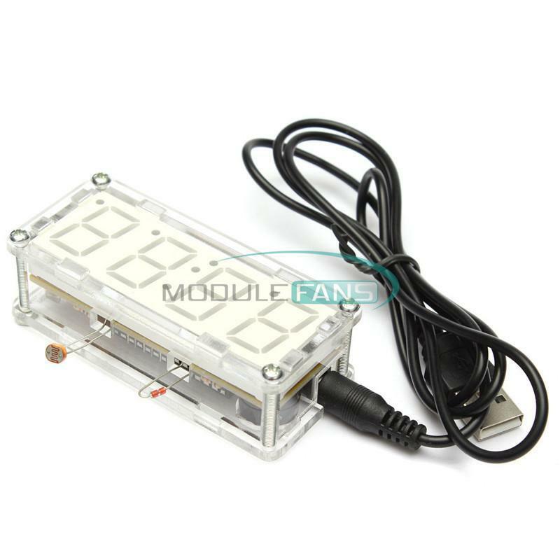 DIY Kit LED Electronic Clock Microcontroller Blue Digital Clock Time Thermometer