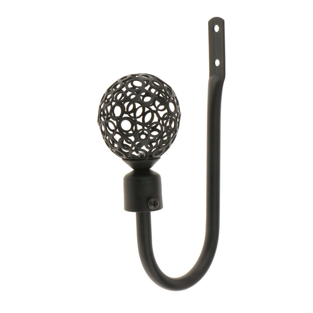 2x METAL HOLLOW BALL CURTAIN TIE BACK HOOK HOLDBACK HOLD BACKS HOLDER Black