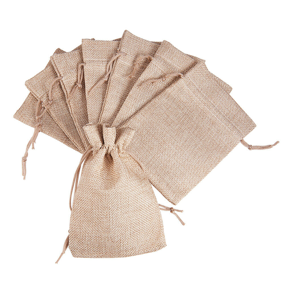 20Pcs Small Jewelry Pouches Burlap Gift Bags Wedding Favors Drawstring Linen