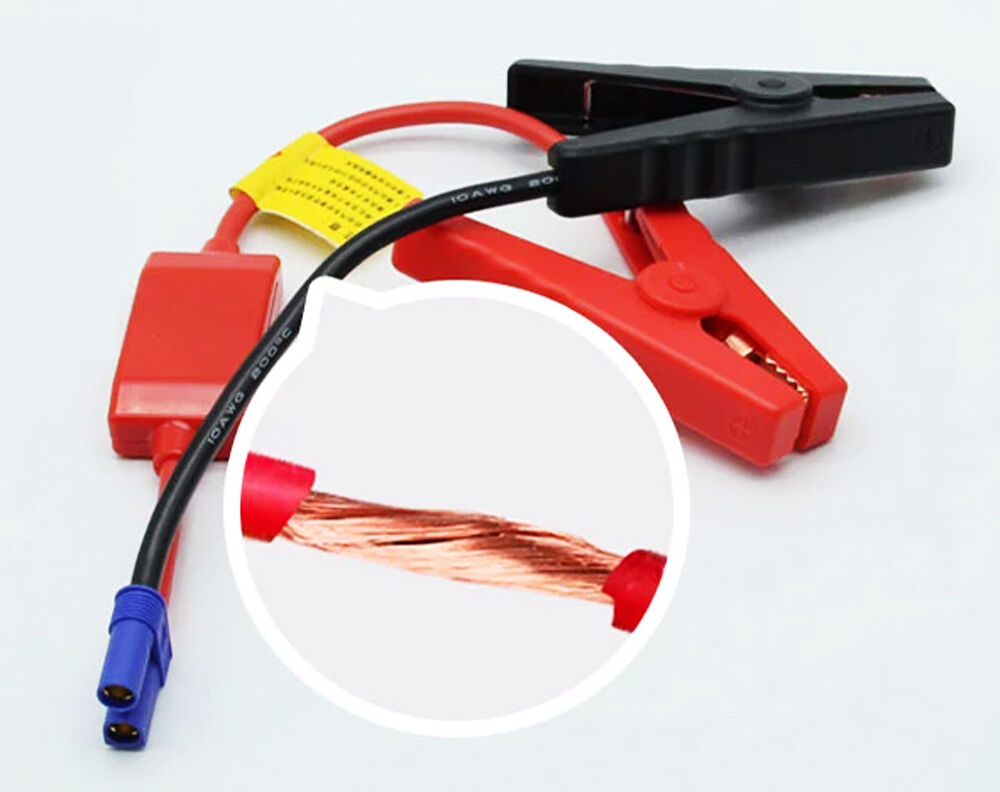 1x Emergency Car Battery Clip 200A 10AWG cables EC5 Plug 4IC Power Battery Clips