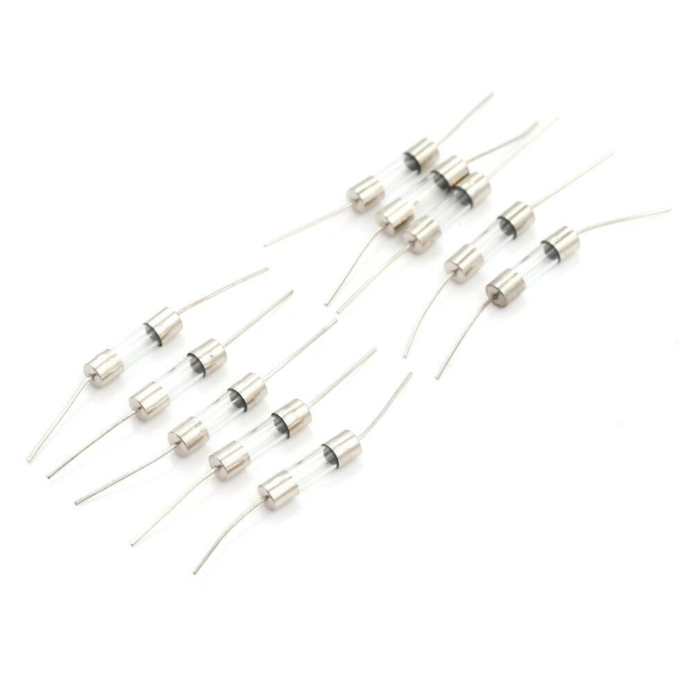 10pcs Glass Tube Fuse Axial Leads 5*20mm 6.3A F6.3A 250V Fast Quick Blow AU. DD