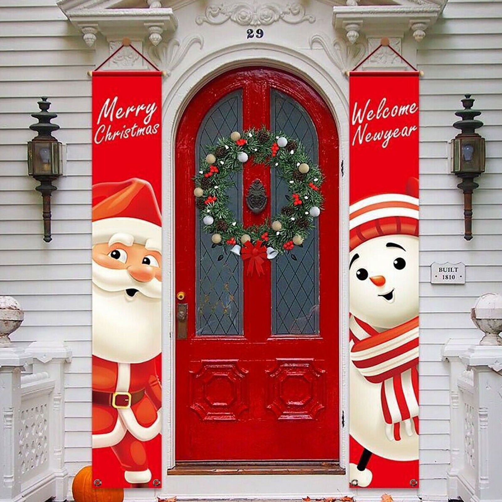 Merry Christmas Snowman Flag Wall Hanging Santa Claus Banner Xmas Party Decor