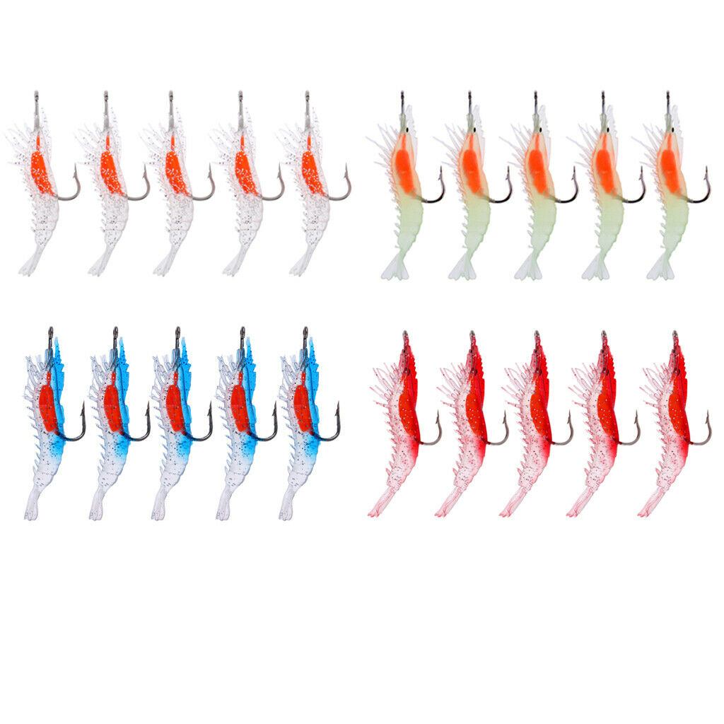 5Pcs Creative Shrimp Style Soft Prawn Lures Simulation Hook Baits Blue