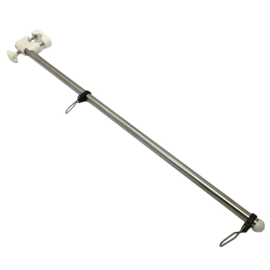 304 SS 21" Flag Pole + Clip For 7/8" - 1" Rail Boat Car RV Fishing Camper