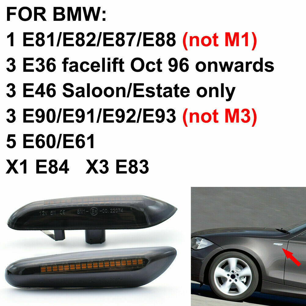Led Side Marker Turn Signal Lights Dynamic Smoke For BMW E46 E60 E82 E83 E90 E92