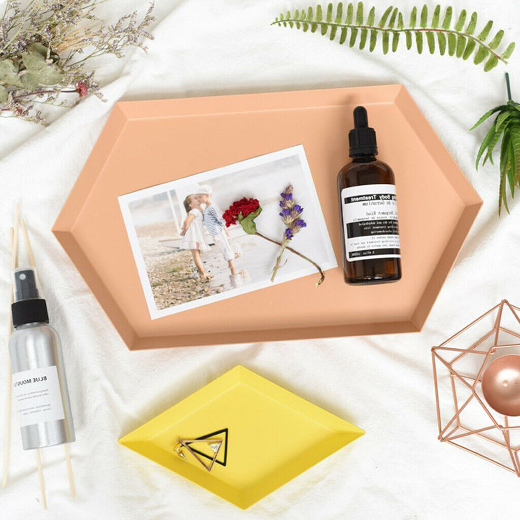 Colorful Polygonal Metal Desktop Combination Storage Tray Plate XS Apricot