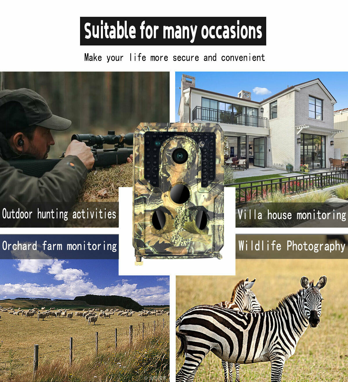 Hunting Trail Camera 12MP 1080P Wildlife Cam Motion Detection Night Vision
