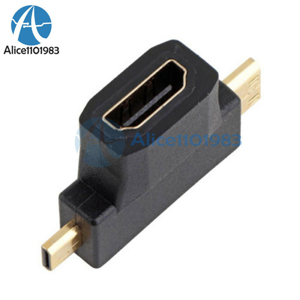 2PCS 3 in 1 HDMI Female to Mini HDMI Male + Micro HDMI Male Connector Adapter