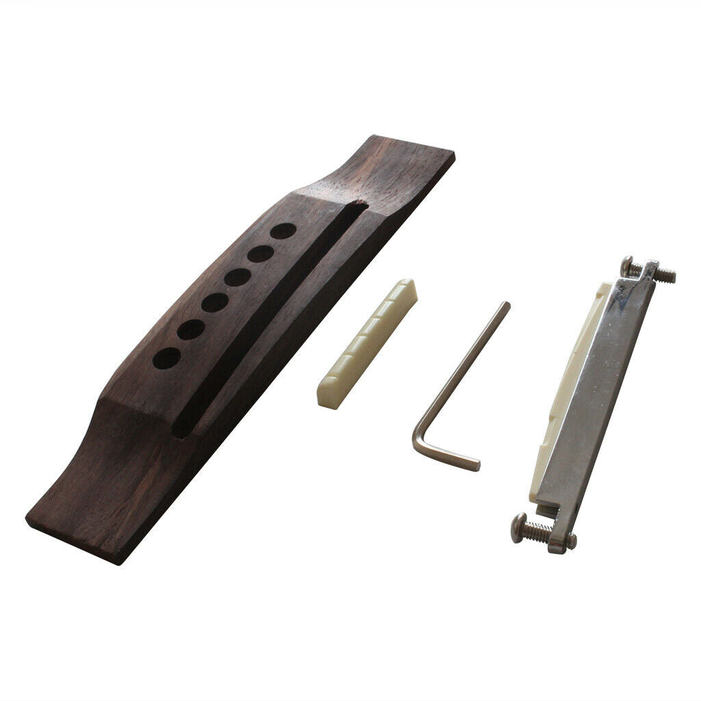 Replacement Rosewood Guitar Bridge Saddle Nut Hardware Kit for Folk Guitar