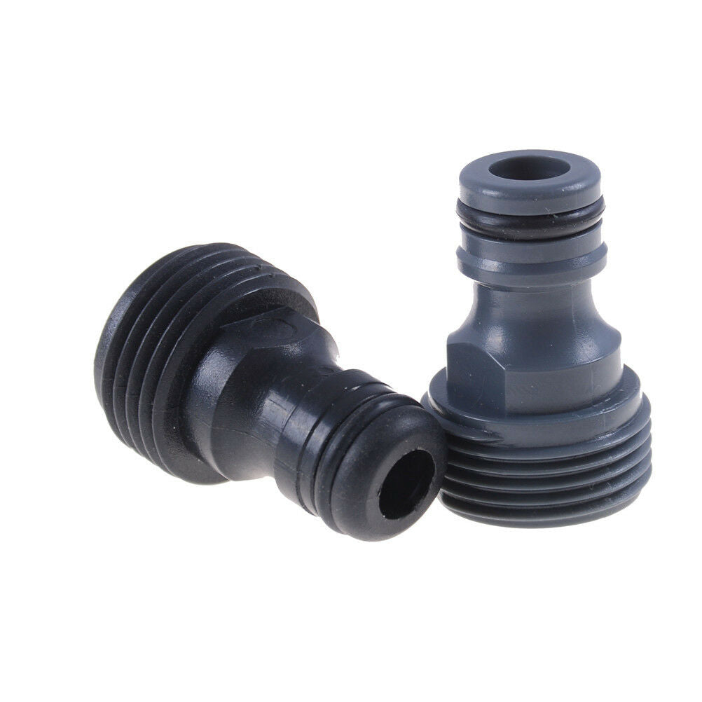 5x Plastic Garden Tap Hose Pipe Connector Male Screw 3/4" BSP Adaptor 26m BK