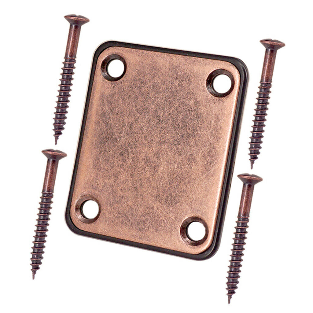 Electric Bass Guitar Neck Plate Neck Joint Plate with Screws - Copper Red