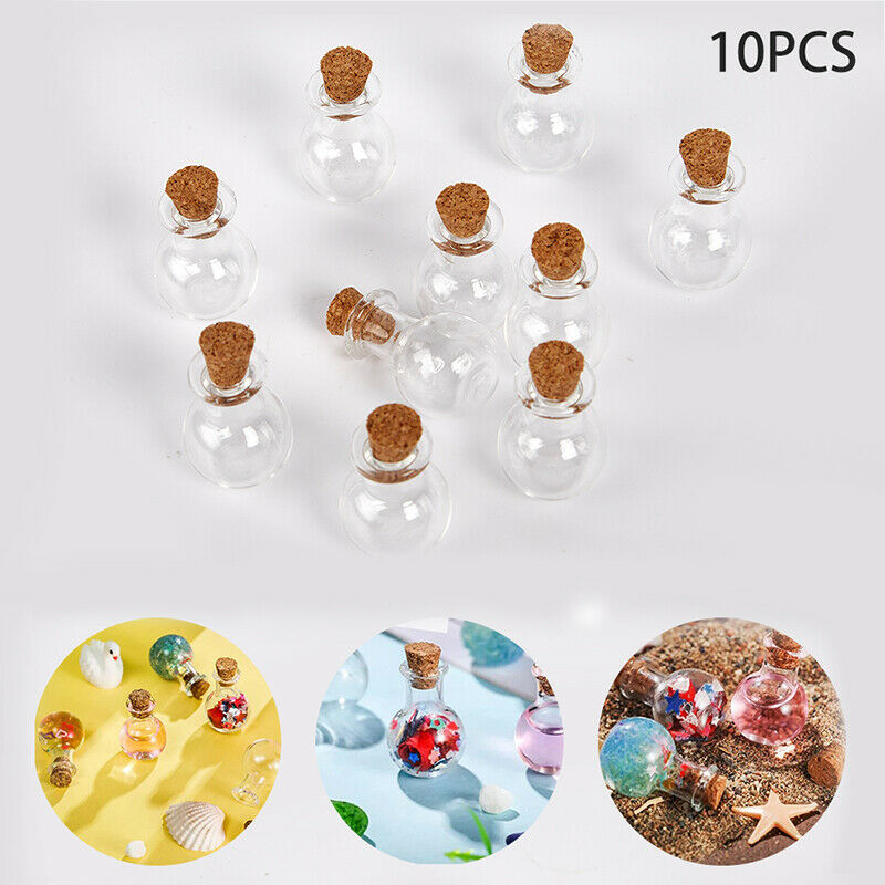 10Pcs Mini Glass Wishing Bottle With Cork Stoppers Clear Small Wishing Bott JY