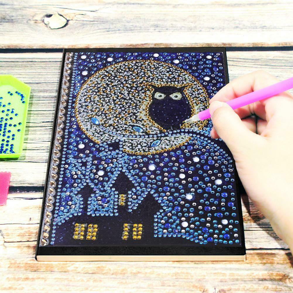 DIY Owl Special Shaped Diamond Painting 50 Pages A5 Sketchbook Drawing Book @