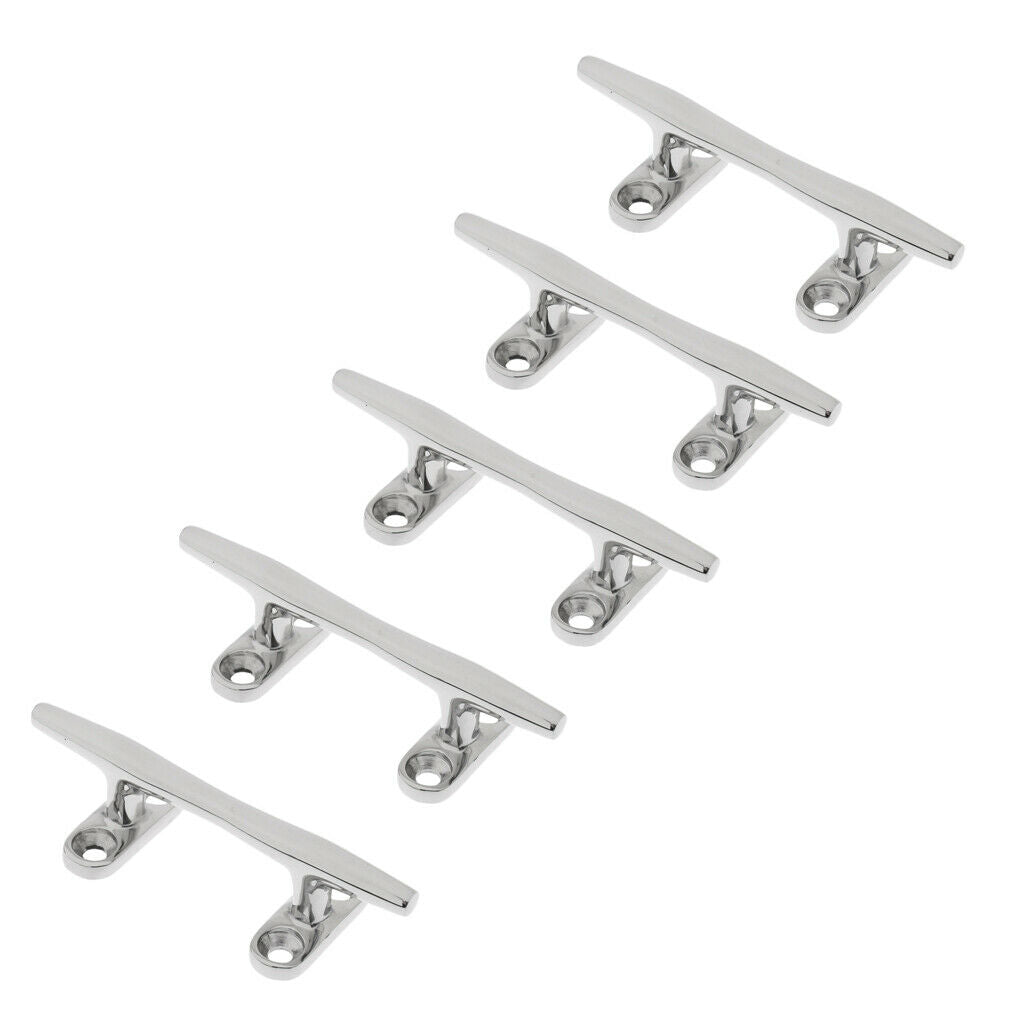 5pcs 4" Boat Dock Rope Line Cleat Marine 316 Stainless Steel Mooring Deck Cleat