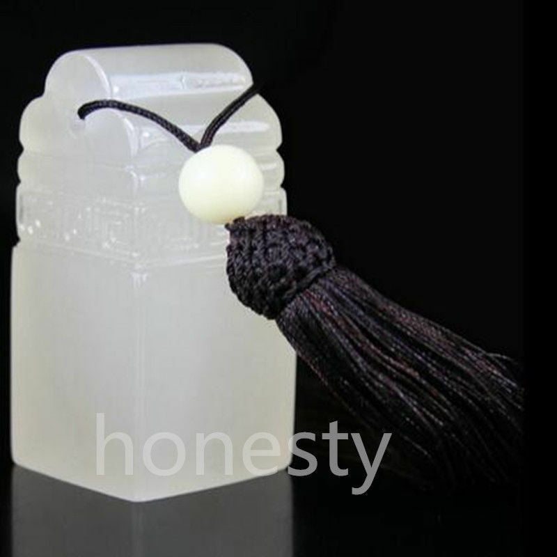 Chinese Traditional Carving Seal Sculpture Stone White Jade DIY Seal Art Craft