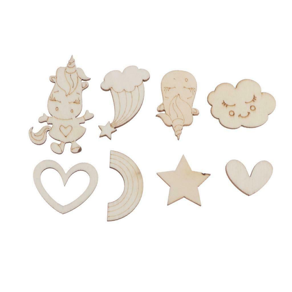 30pcs Wooden Cutouts Heart Shapes Wood Crafts Ornaments Wedding Decorations