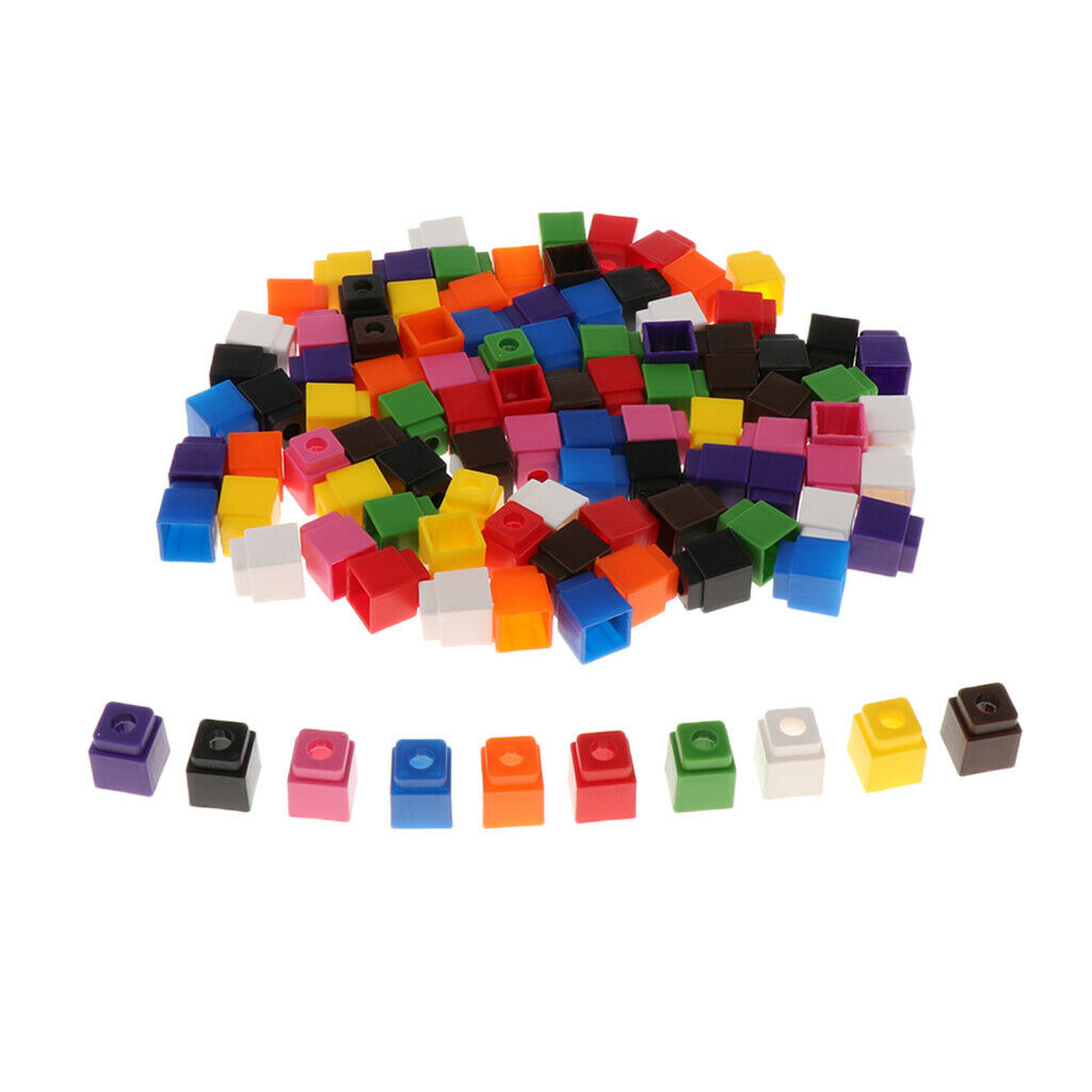 100 Pack Early Education Kids Mathlink Cubes Skill Learning Starter 4 Colors