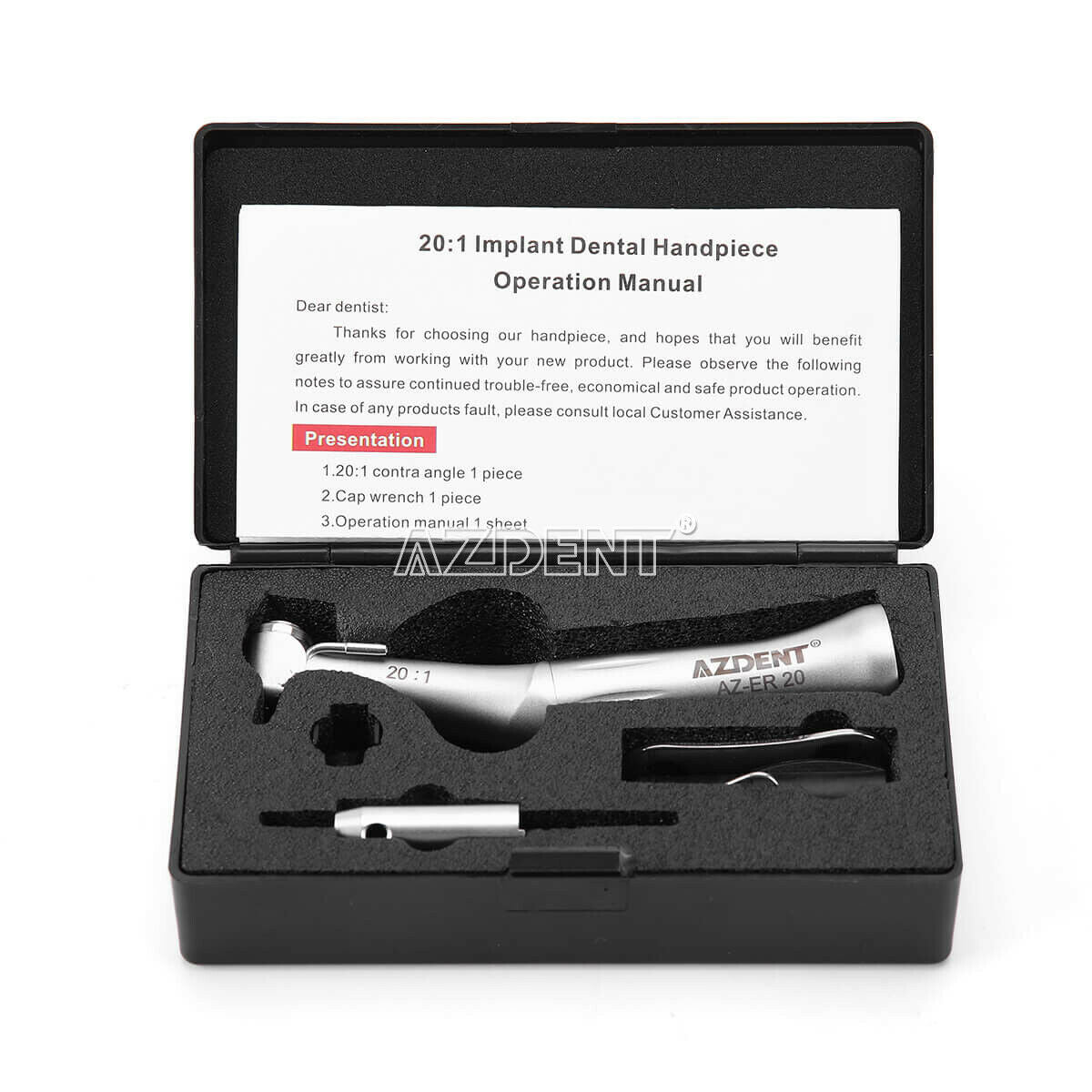 5X Dental 20:1 Reduction Implant Contra Angle Push Low Speed Handpiece AZ-ER 20
