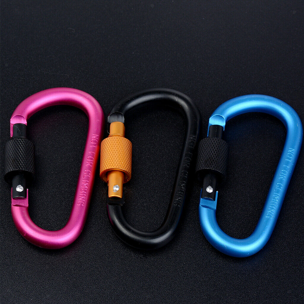 10Pcs D-ring Safty Metal Climbing Carabiner Buckle Snap Spring Clip Keychain