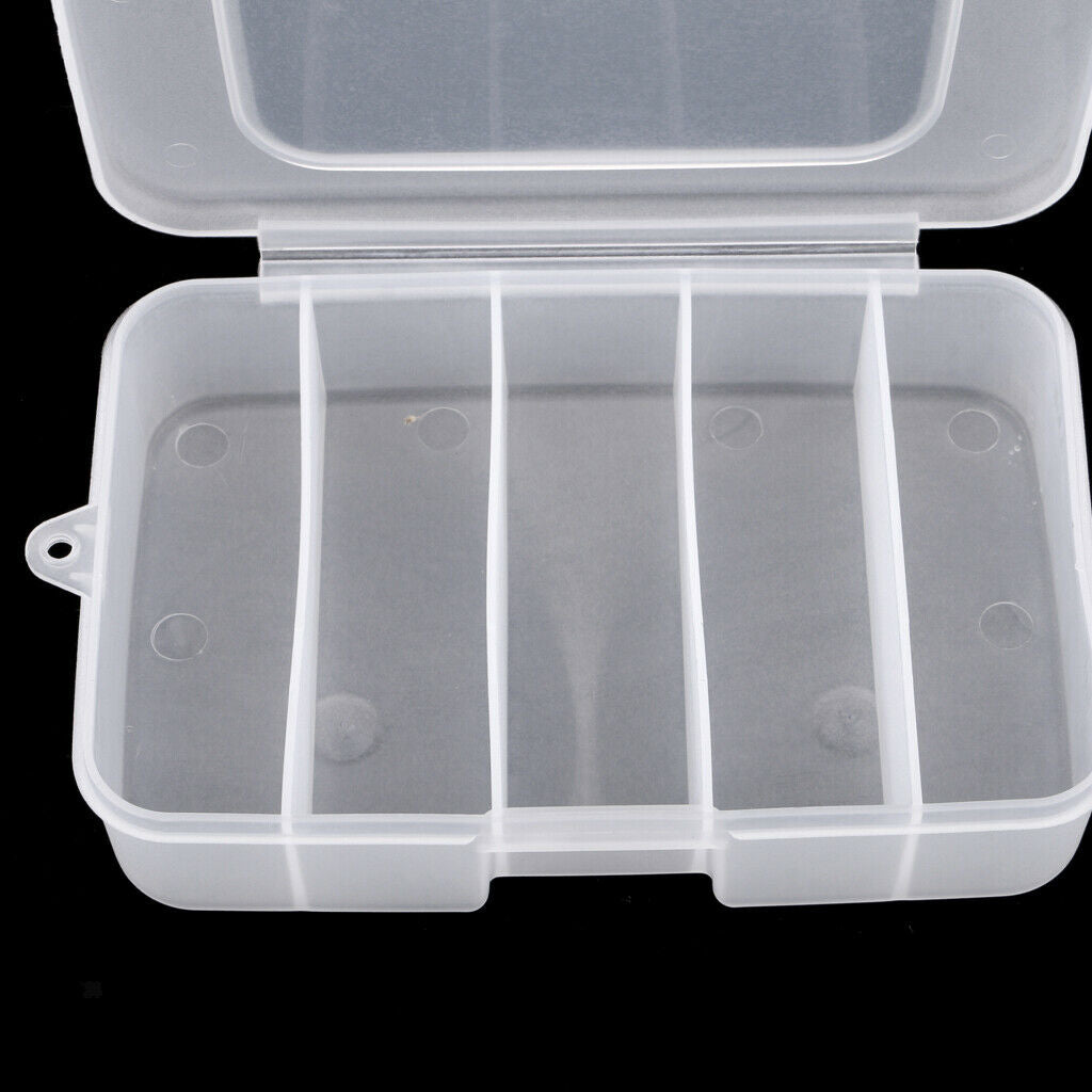 5 Compartments Plastic Fishing Tackle Box Lure Bait Hook Bead Storage Case