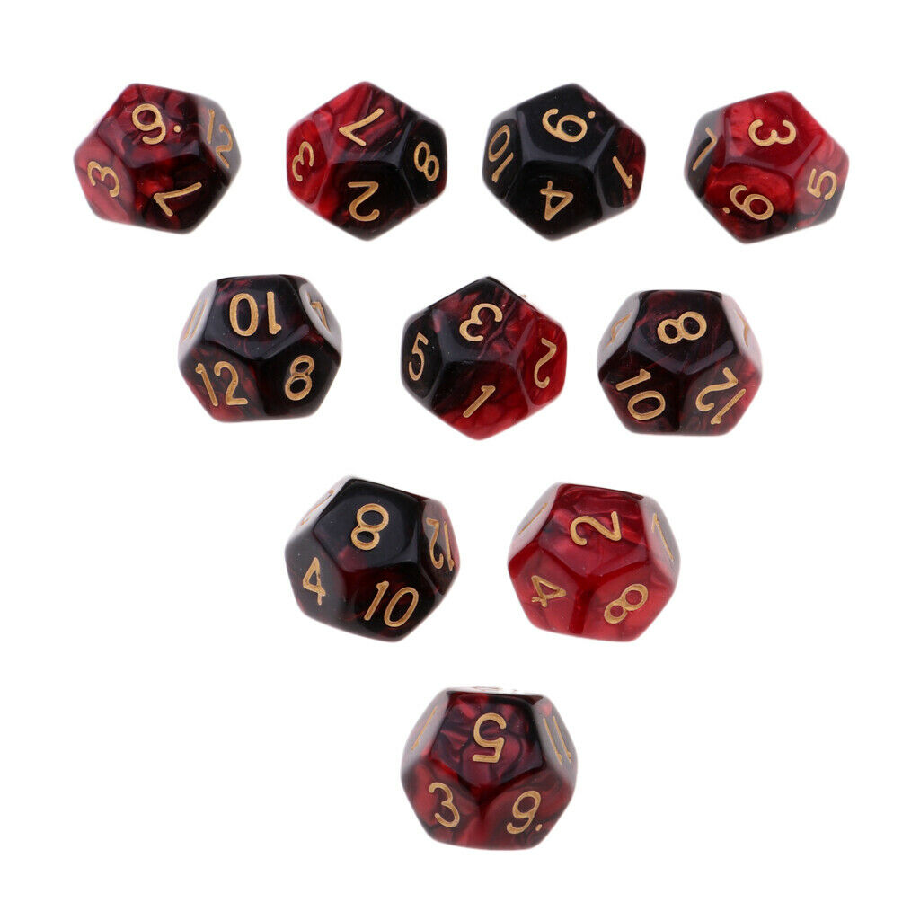 Multi-sided Dice Polyhedron Dice D12 for D&D TRPG Table Game  Black