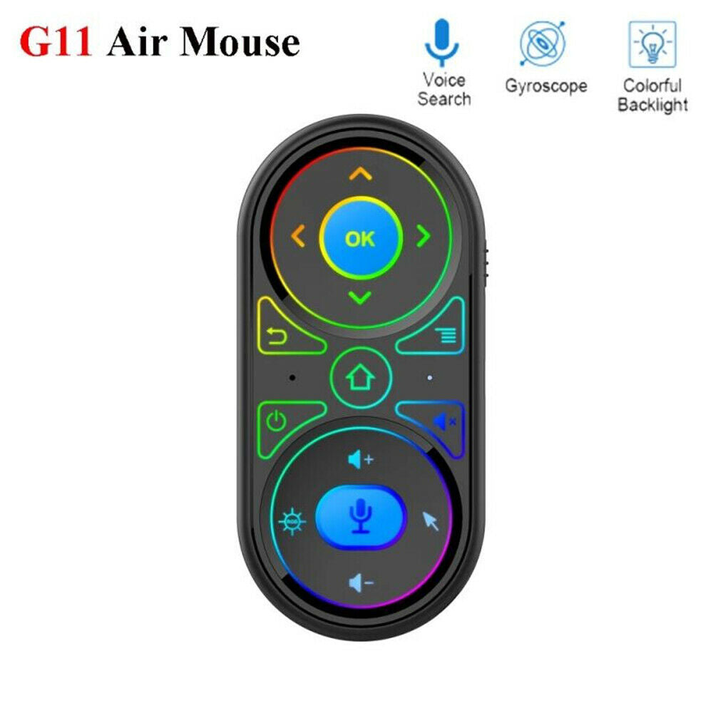 Rechargeable 2.4G Wireless Remote Controller Air Mouse RGB Backlit Voice Search