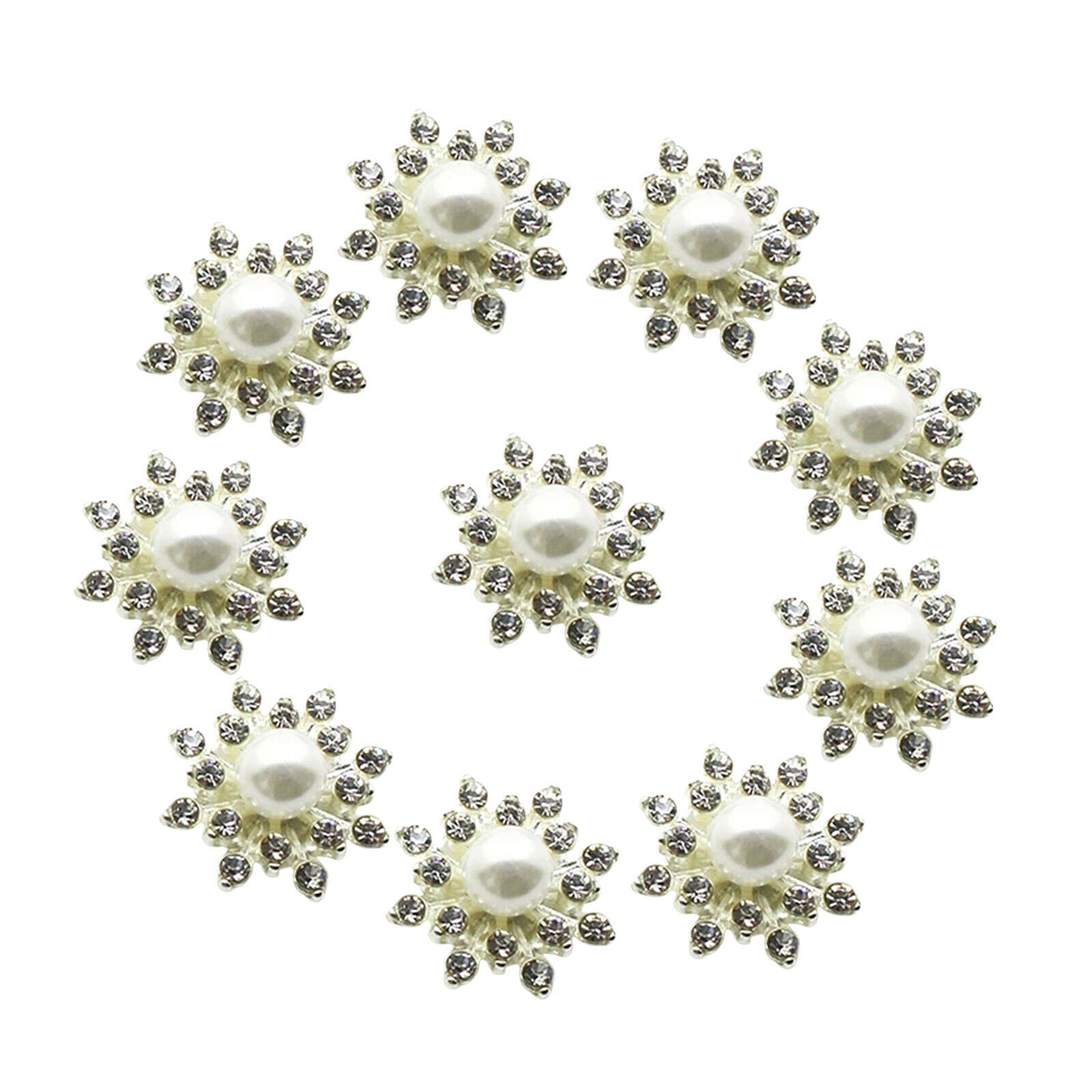 10pcs/set 16mm Rhinestone Embellishments Glitter for Buttons Flower Dress