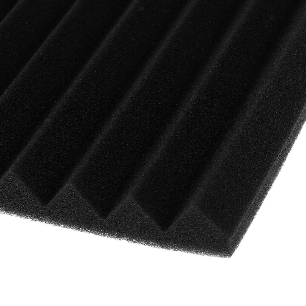 6pcs Acoustic Foam Black Wedge Panel Wall Studio Sound Proof Thick Board