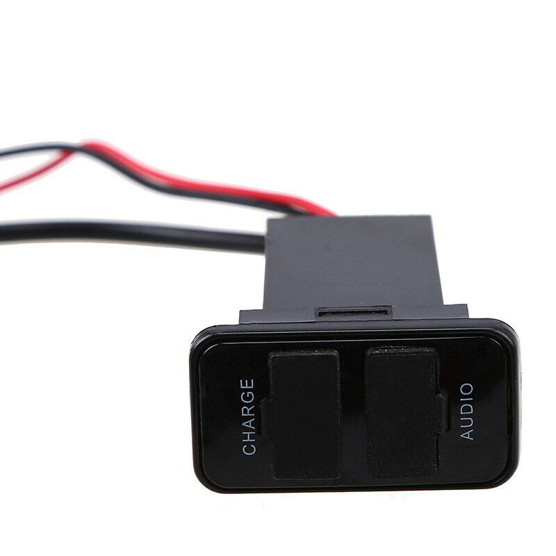 1x Car Dual USB Socket Charger+Audio Port LED Indicator Adapter Black For SUZUKI