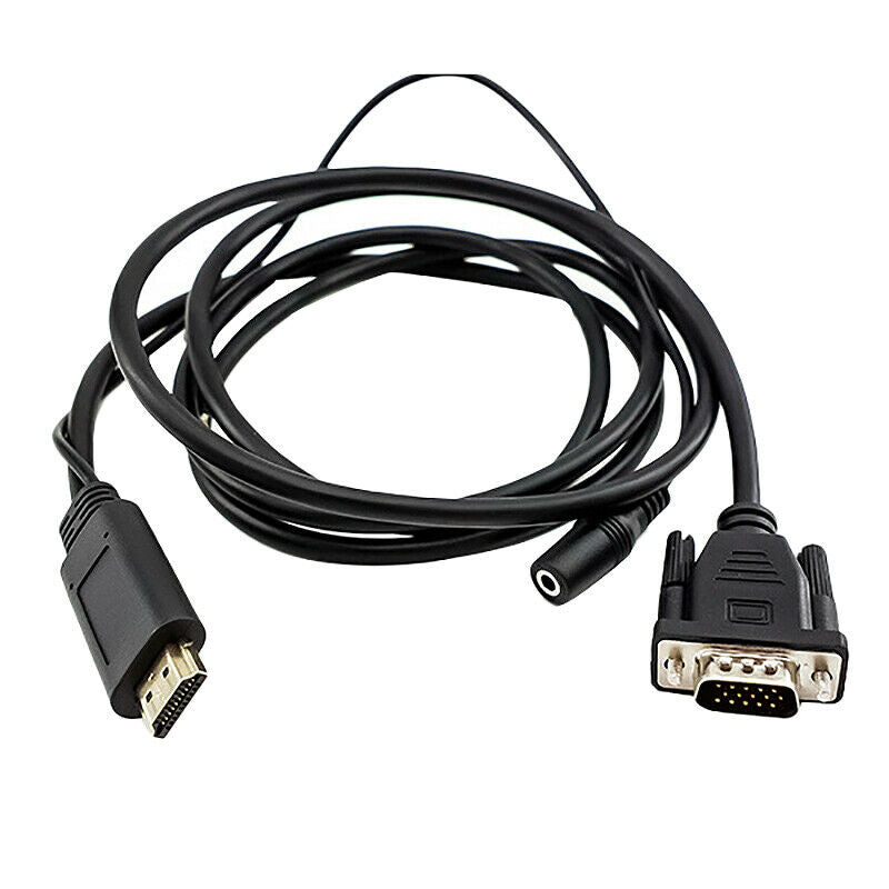 2X(1.8M MI to VGA Cable 1080P  MI to VGA with Audio Converter Cable V3F5)
