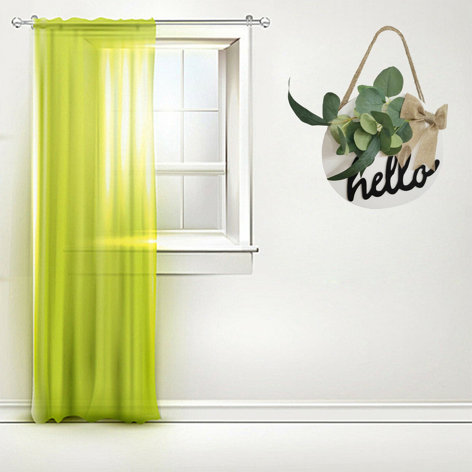 Wood Hello Sign Front Door Decor Farmhouse Hanging Sign Door Wreaths White