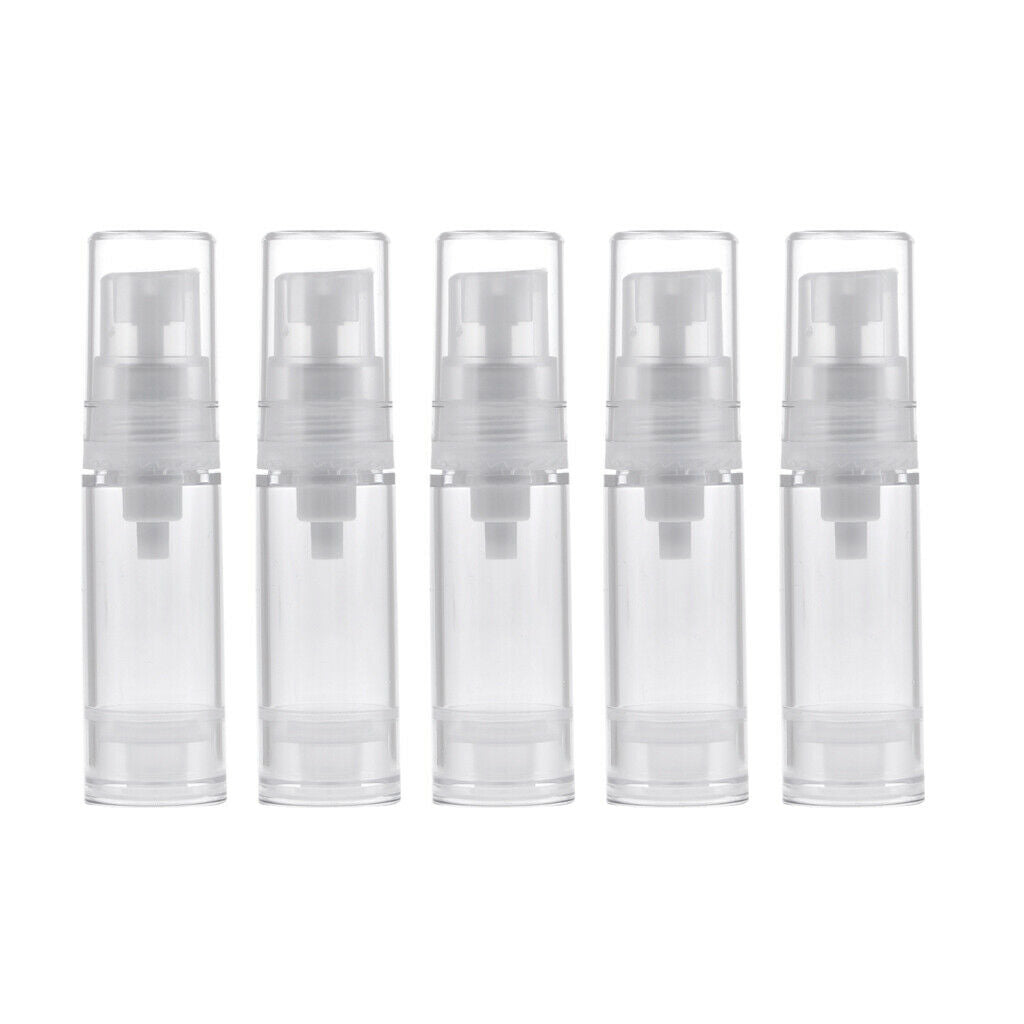 5Pcs Empty Airless Pump Bottles 5ml Travel Makeup Sample Containers Refill .