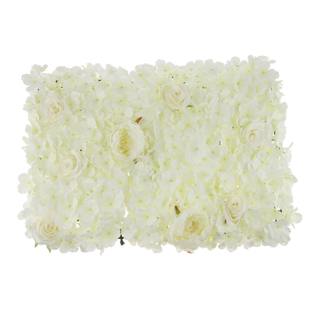 Artificial Hydrangea Rose Peony Silk Flower Wall Panels Background White